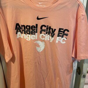 NWT Nike Angel City FC T-Shirt Logo Tee Pink NWSL Mens Size L